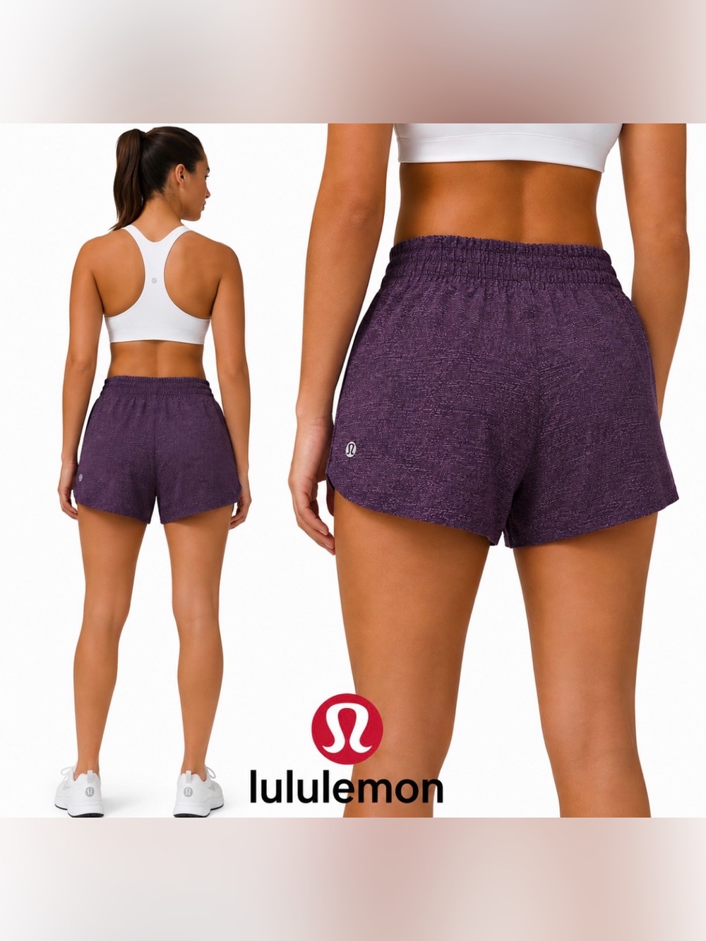 Lululemon Tracker Hottie Shorts 3” Purple Black Lined Run Womens 6 Gym Athletic